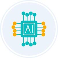 AI Glyph Two Colour Circle Icon vector