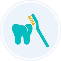 cepillo de dientes glifo dos color circulo icono vector