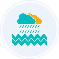 Rain Glyph Two Colour Circle Icon vector