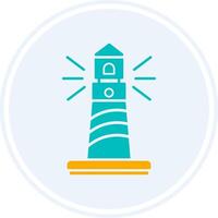 Lighthouse Glyph Two Colour Circle Icon vector