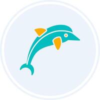 Dolphin Glyph Two Colour Circle Icon vector