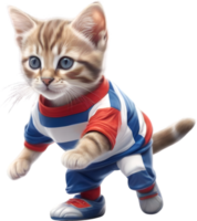 AI generated A cute kitten in soccer uniform png