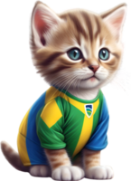 AI generated A cute kitten in soccer uniform png