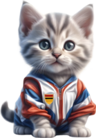 ai généré une mignonne chaton dans football uniforme png