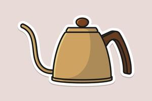 Unique Style Kettle sticker design vector illustration. Kitchen interior object icon concept. Kitchen Teapot with closed lid sticker design with shadow. Restaurant kettle icon logo.