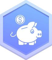 cerdito banco polígono icono vector