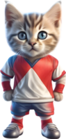 AI generated A cute kitten in soccer uniform png