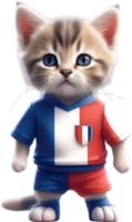 AI generated A cute kitten in soccer uniform png