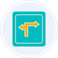 Turn Direction Glyph Two Colour Circle Icon vector