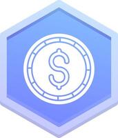 Dollar coin Polygon Icon vector