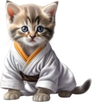 ai generado un linda gatito en un judo uniforme png