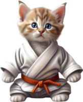 ai gerado uma fofa gatinho dentro uma judo uniforme png