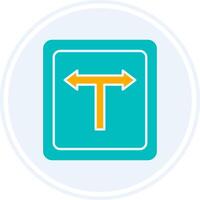 T Junction Glyph Two Colour Circle Icon vector