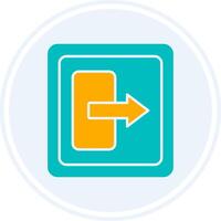 Log Out Glyph Two Colour Circle Icon vector