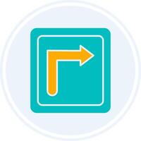 Turn Right Glyph Two Colour Circle Icon vector