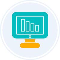 Bar Chart Glyph Two Colour Circle Icon vector