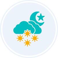 Night Snow Glyph Two Colour Circle Icon vector