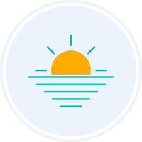 Sunset Glyph Two Colour Circle Icon vector