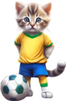 AI generated A cute kitten in soccer uniform png