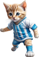 ai generato un' carino gattino nel calcio uniforme png