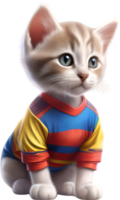 AI generated A cute kitten in soccer uniform png