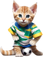 AI generated A cute kitten in soccer uniform png