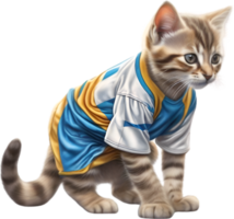 AI generated A cute kitten in soccer uniform png