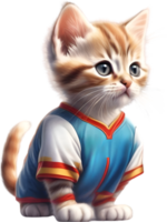 AI generated A cute kitten in soccer uniform png