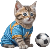 AI generated A cute kitten in soccer uniform png