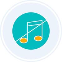 No Music Glyph Two Colour Circle Icon vector