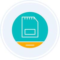 Memory Card Glyph Two Colour Circle Icon vector