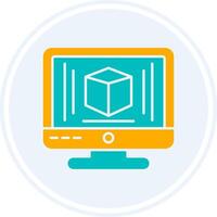 3d Modeling Glyph Two Colour Circle Icon vector