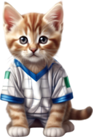 AI generated A cute kitten in soccer uniform png