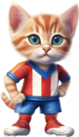 AI generated A cute kitten in soccer uniform png