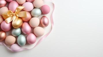 AI generated Easter Eggs with Golden Bow photo