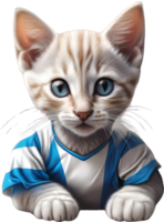 AI generated A cute kitten in soccer uniform png