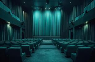 AI generated cinema in a dark building cinema photo