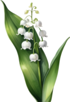 AI generated Watercolor painting of a lily of the valley flower. png