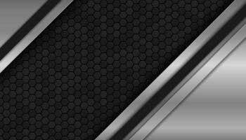 The dark background consists of reflective metallic lines. hexagonal metal texture background vector