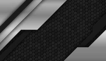 The dark background consists of reflective metallic lines. hexagonal metal texture background vector