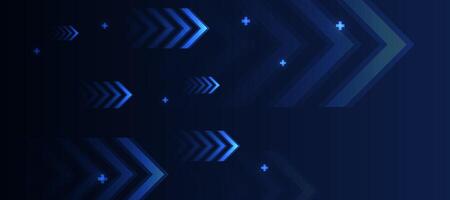 Dark blue glowing arrow light background. Future digital growth technology vector