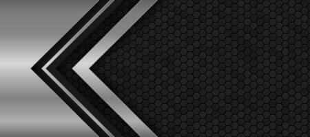 The dark background consists of reflective metallic lines. hexagonal metal texture background vector