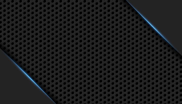3d black circle grid background with blue neon lights