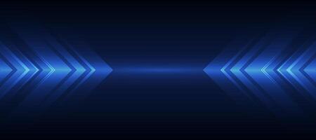 Dark blue glowing arrow light background. Future digital growth technology vector