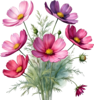 AI generated Watercolor painting of a Cosmos flower. png