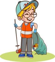 Children clean the environment from garbage vector