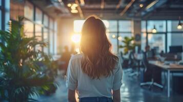 AI generated poised leader navigating a bustling office, orchestrating seamless operations with refined efficiency photo