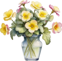 AI generated Watercolor painting of a Primrose flower. png