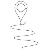 Continuous single line art drawing of Location and path pointers outline vector