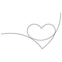 Valentines day heart shape continuous single line art drawing outline vector